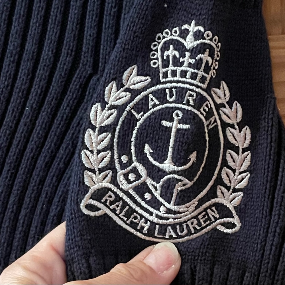 Ralph Lauren Navy Ribbed Button-Up Sweater Jacket - Picture 12 of 12